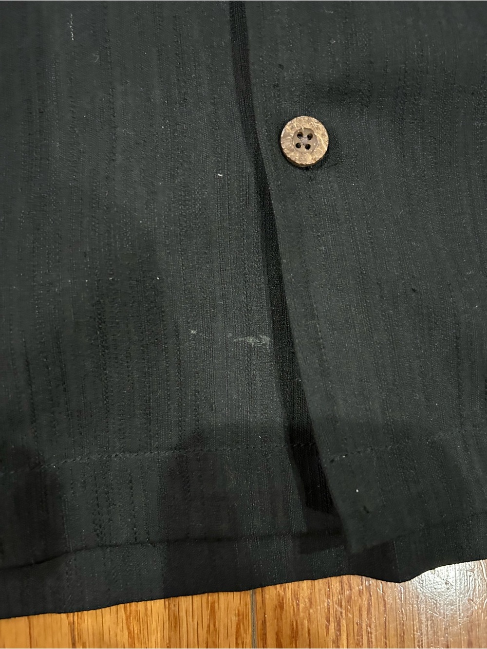 Tommy Bahama Shirt Button Embroidered Silk Black Third & Long Camp Men Large - Picture 5 of 9